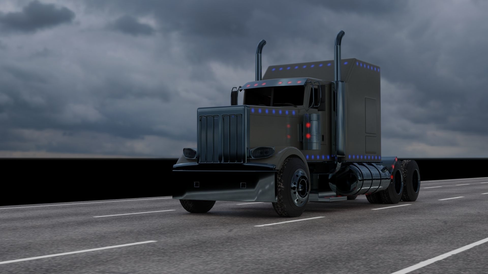 peterbilt truck Free 3D model_8