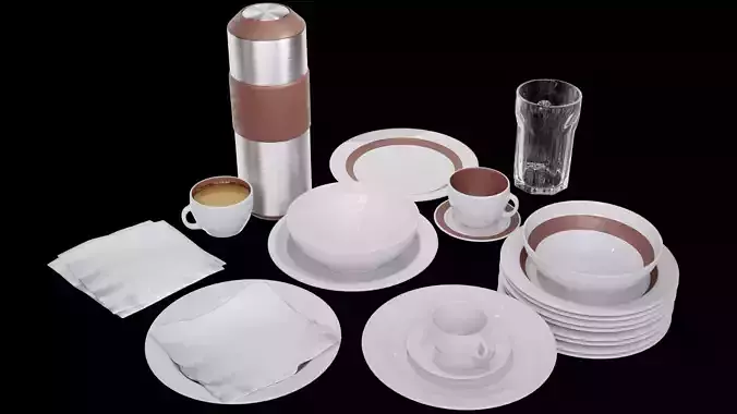 Dinner Set 14 different items 3D model