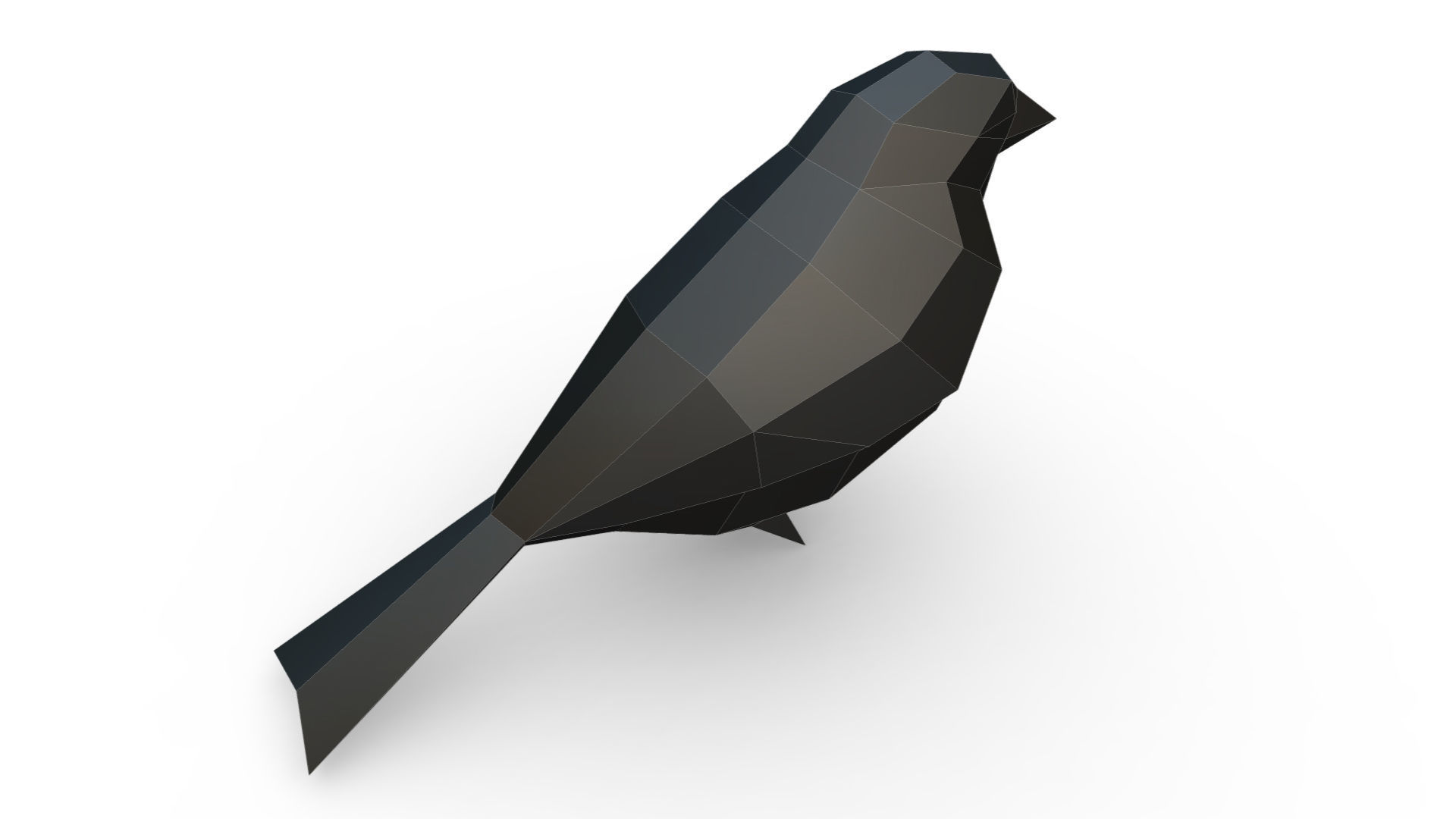 bird low poly polygonal 3D print model_3