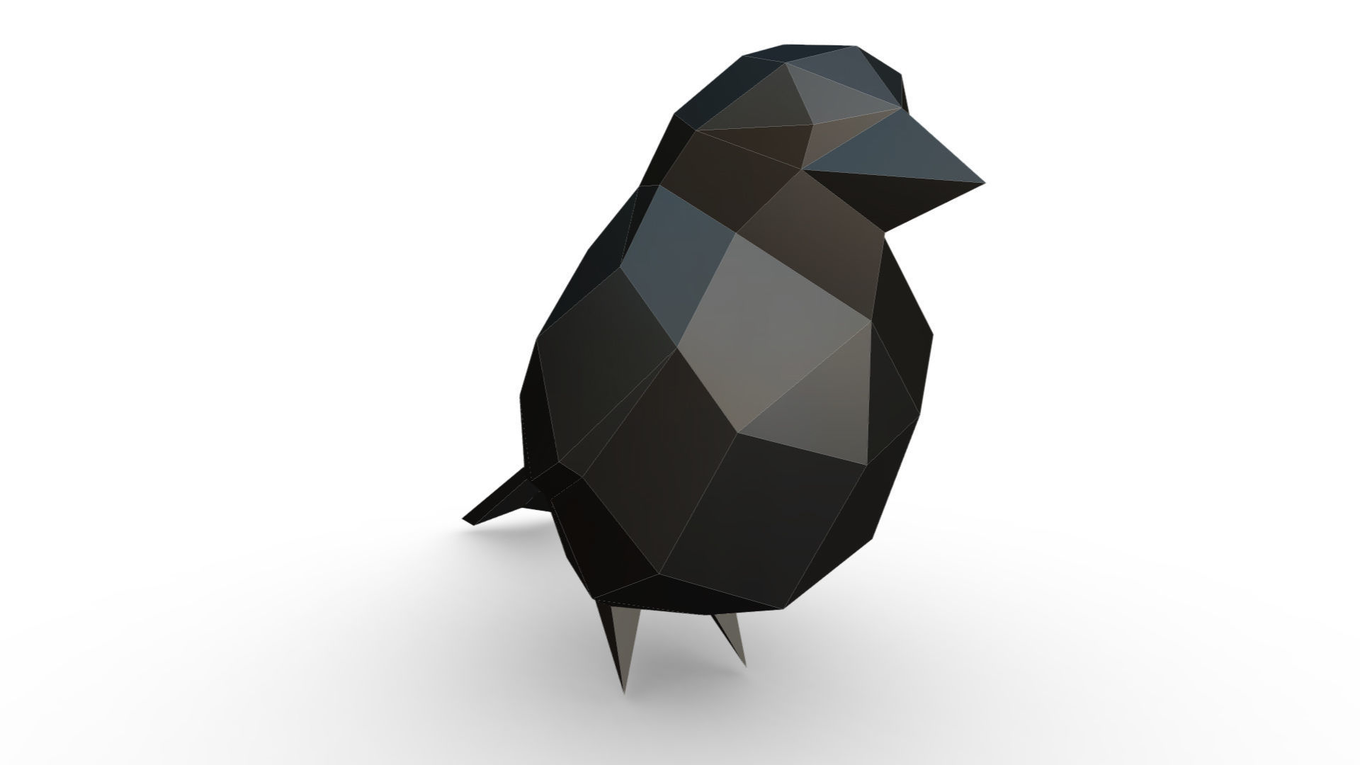 bird low poly polygonal 3D print model_5