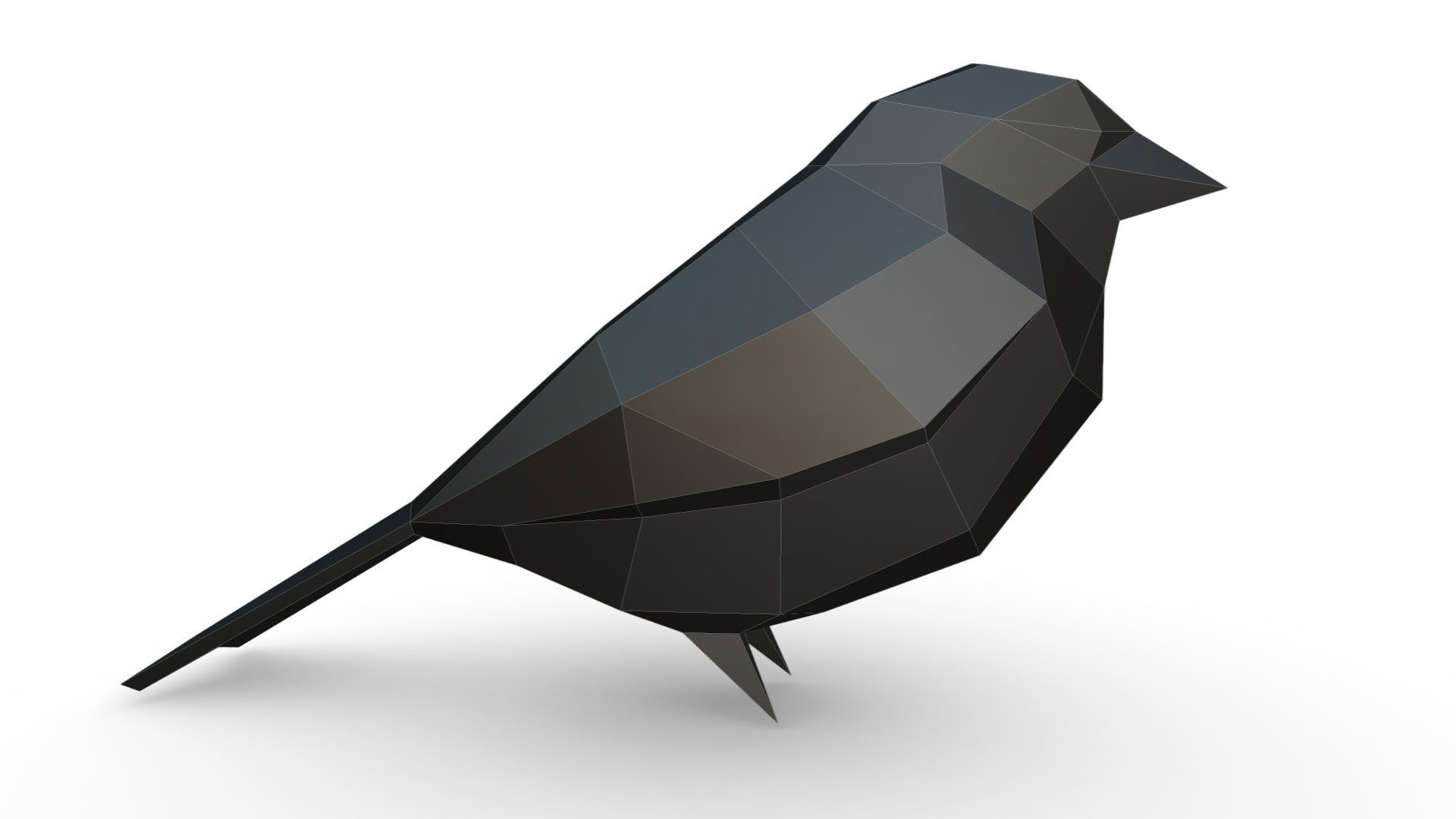 bird low poly polygonal 3D print model_4