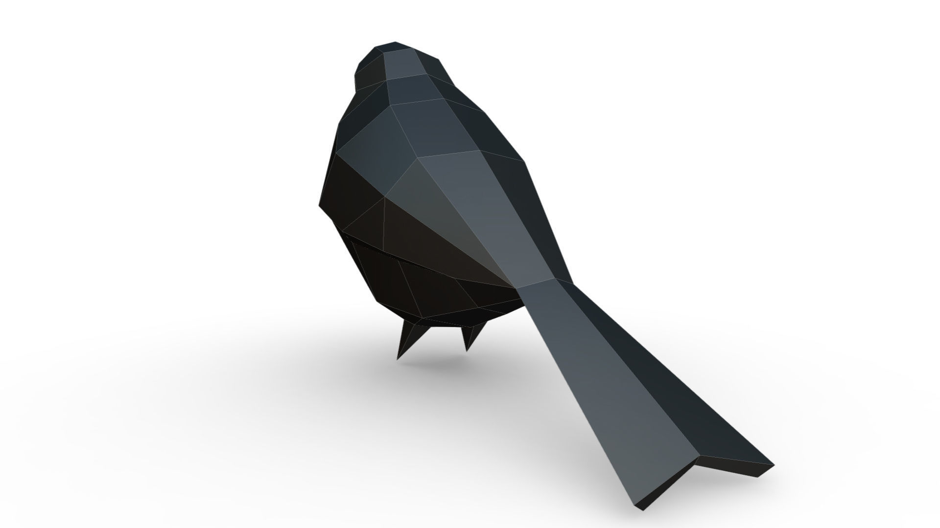 bird low poly polygonal 3D print model_2