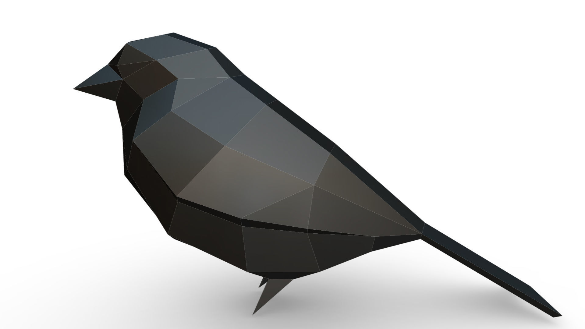 bird low poly polygonal 3D print model_1