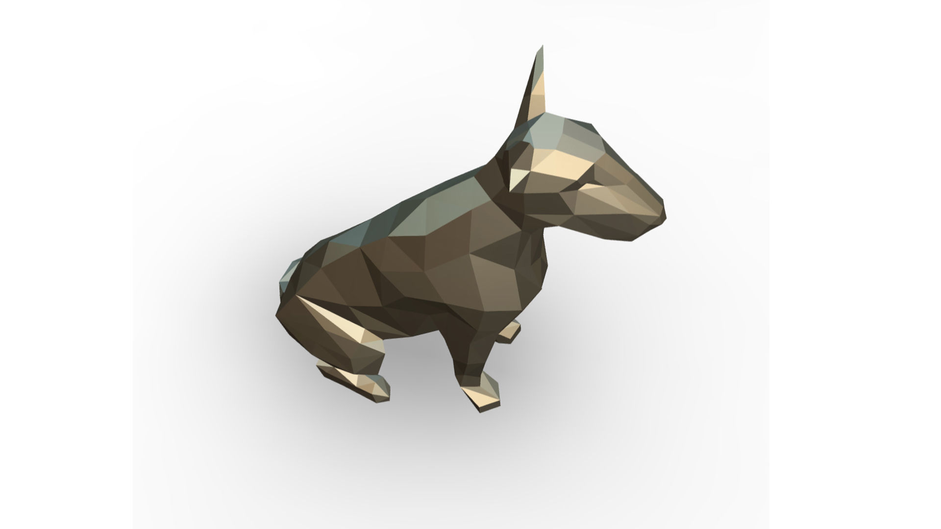 bull terrier low poly 3D print model_4