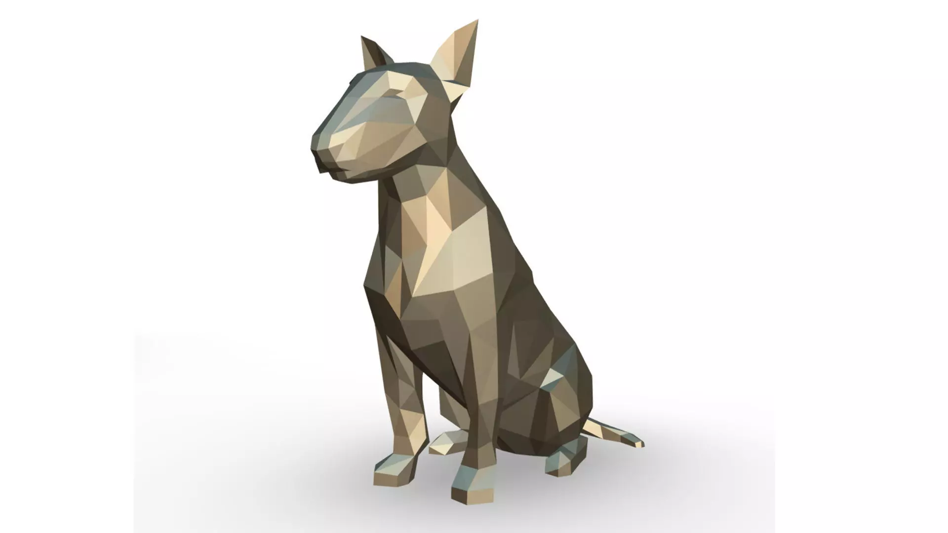 bull terrier low poly 3D print model_0
