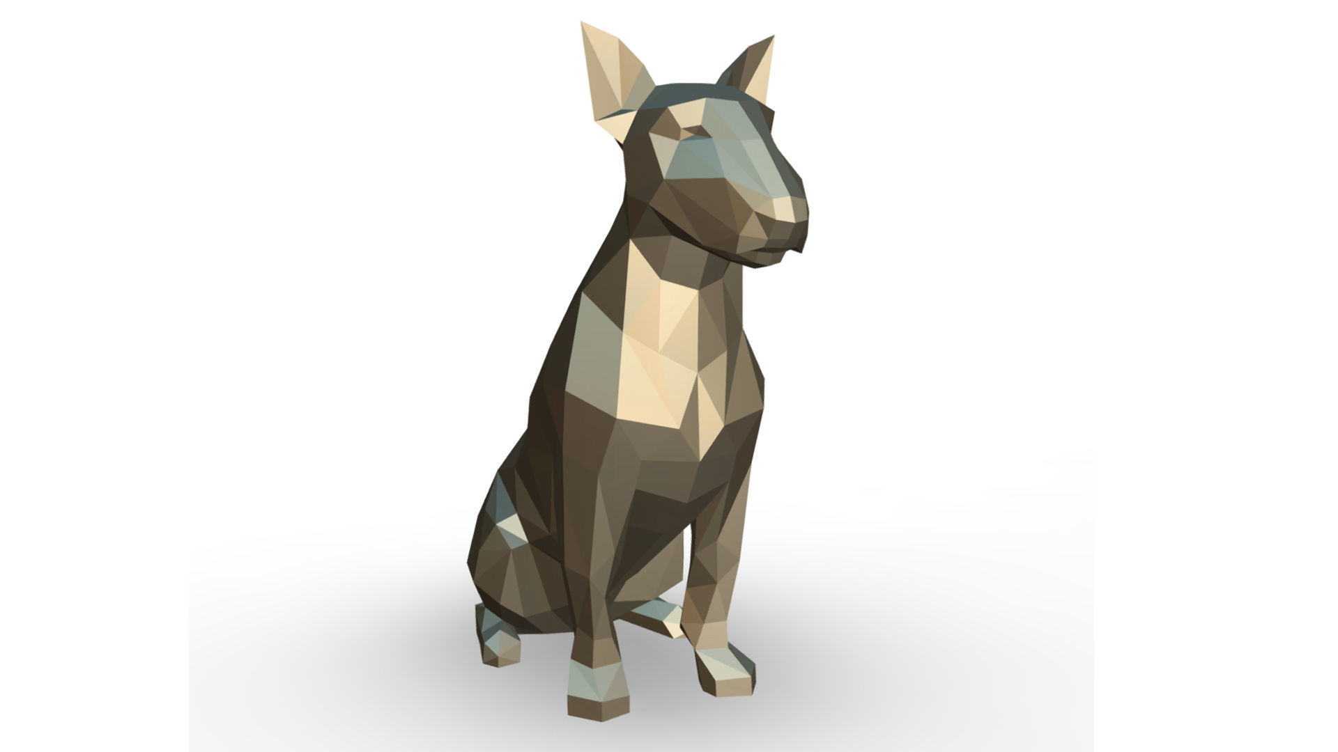 bull terrier low poly 3D print model_5