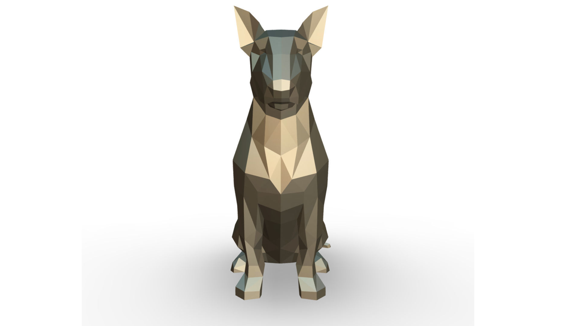 bull terrier low poly 3D print model_6