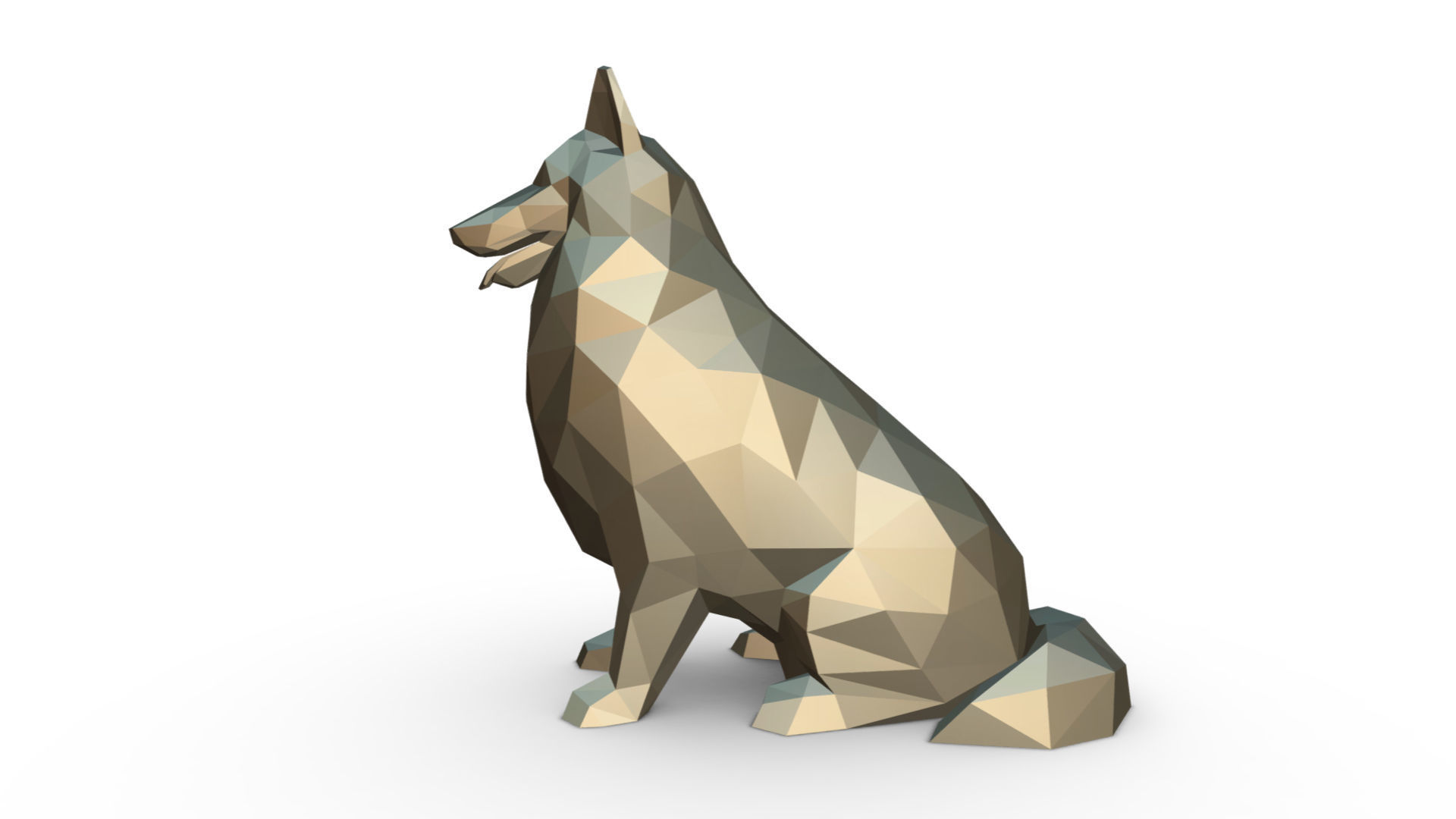 collie low poly dog 3D print model_1