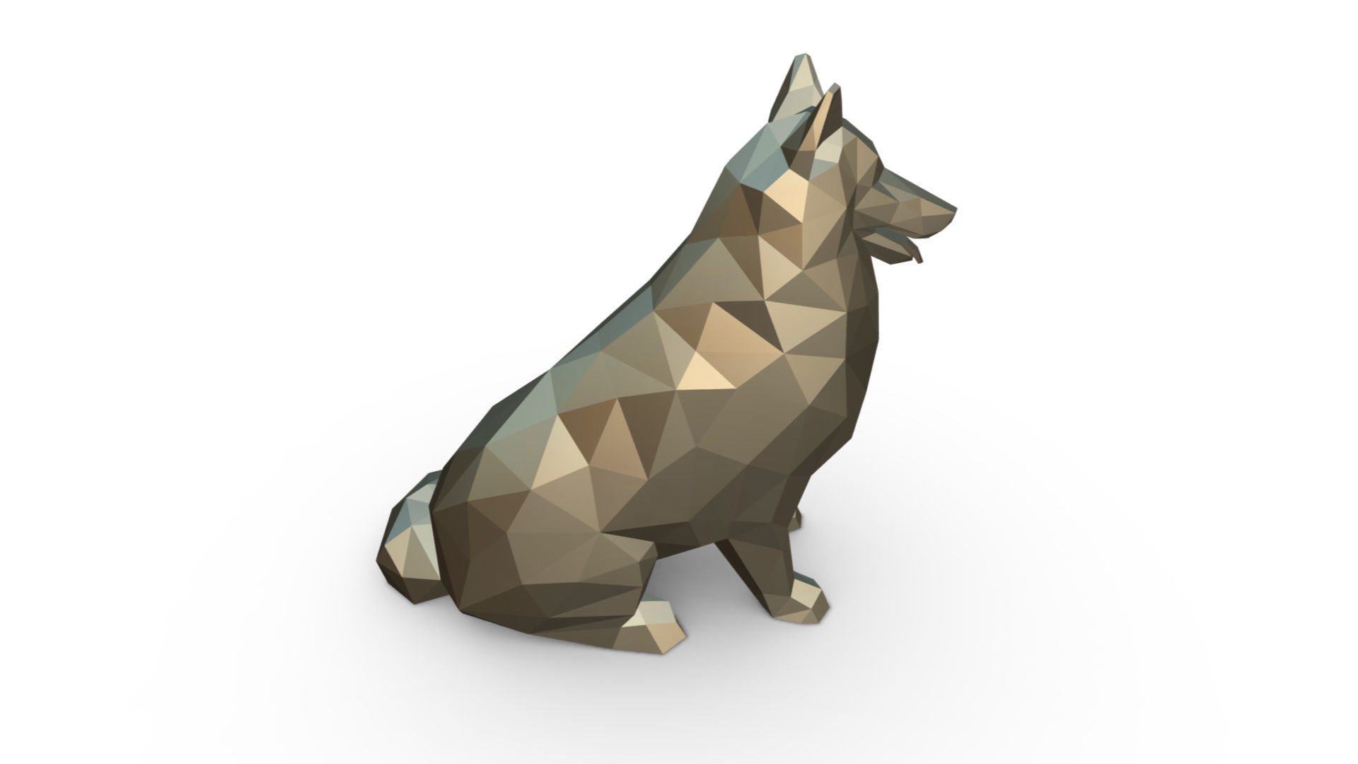 collie low poly dog 3D print model_4