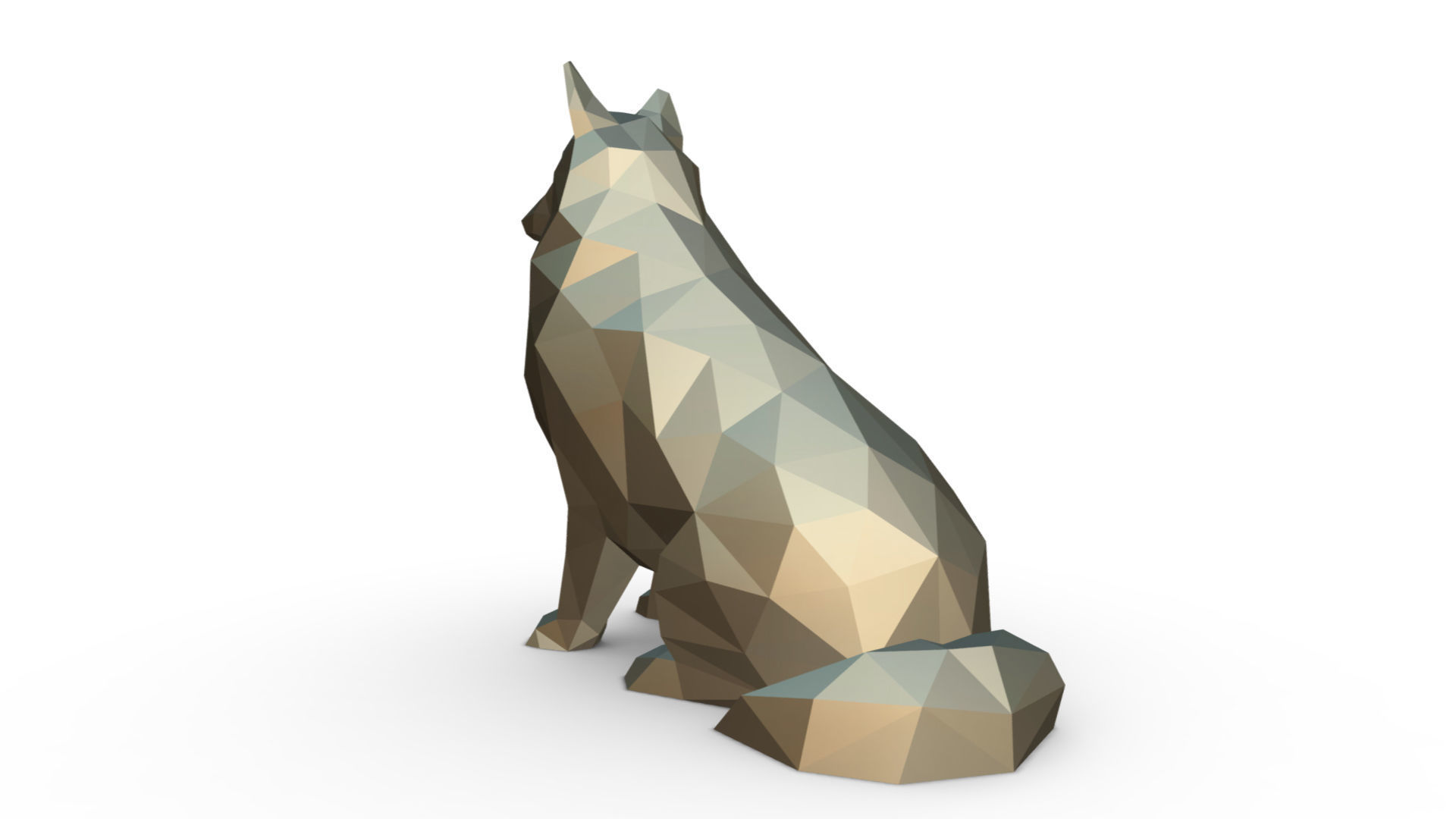 collie low poly dog 3D print model_2