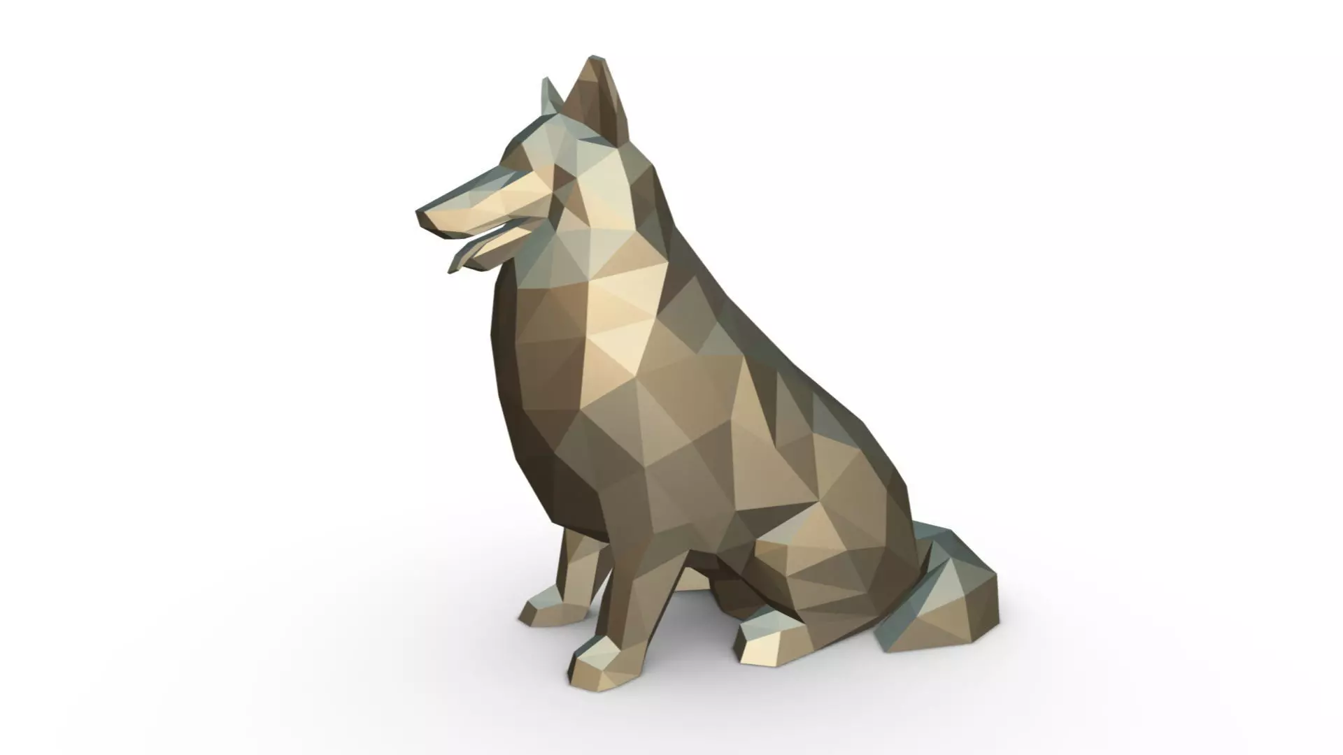 collie low poly dog 3D print model_0