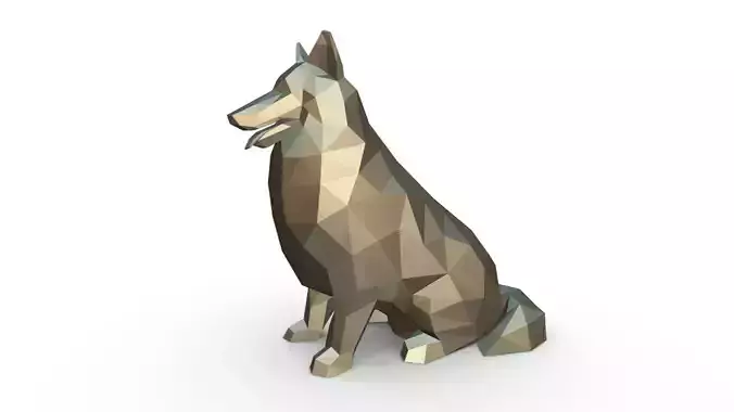 collie low poly dog