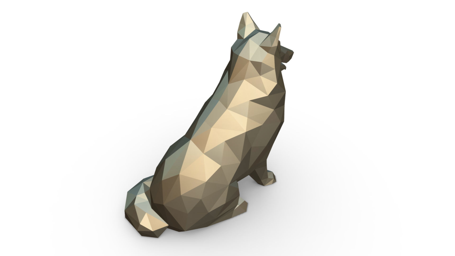 collie low poly dog 3D print model_3