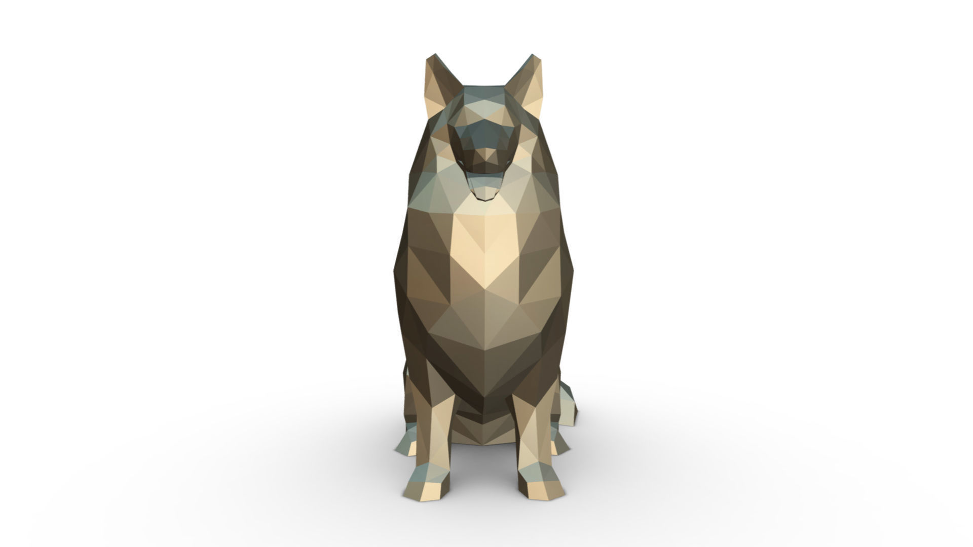 collie low poly dog 3D print model_6