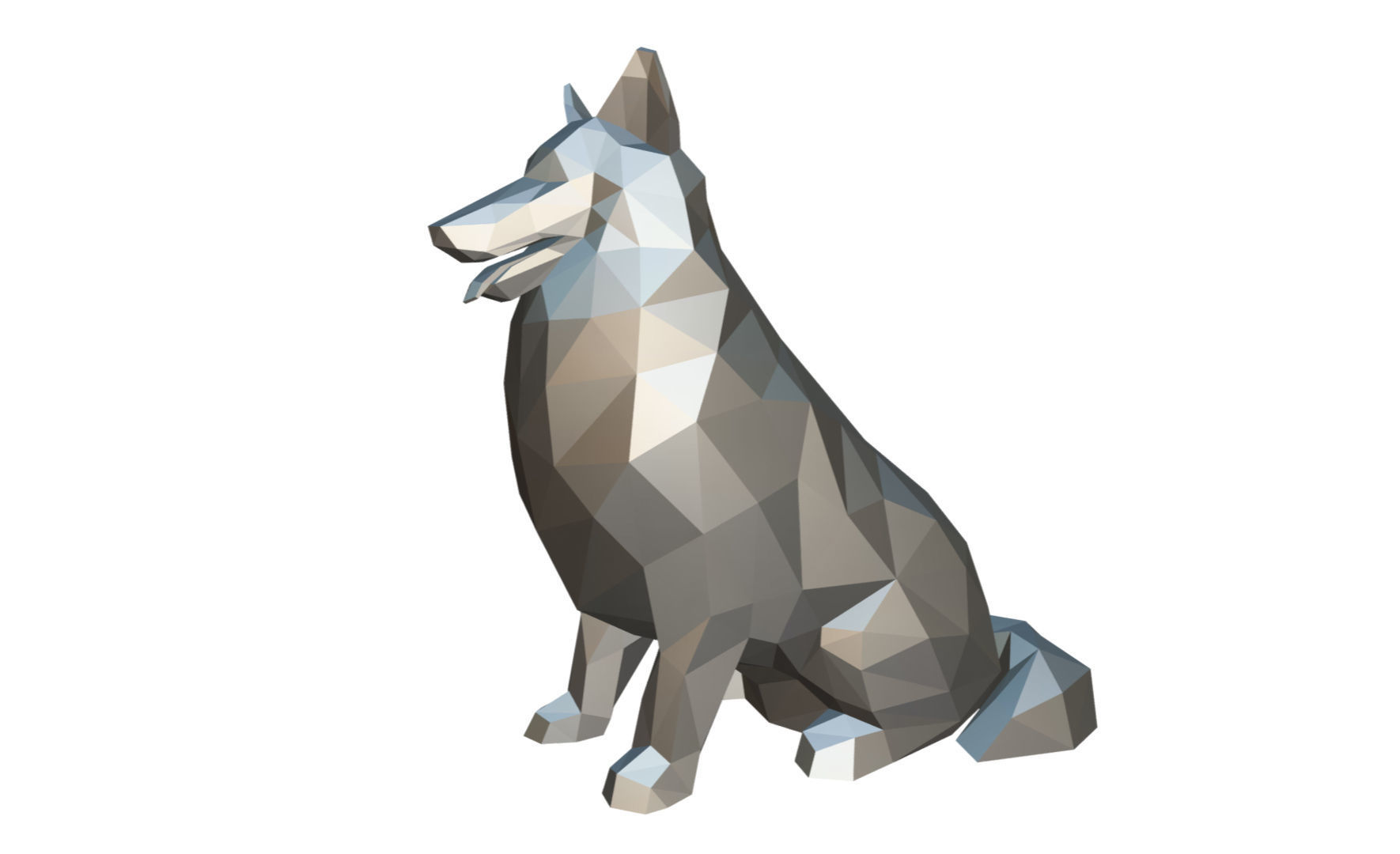 collie low poly dog 3D print model_7