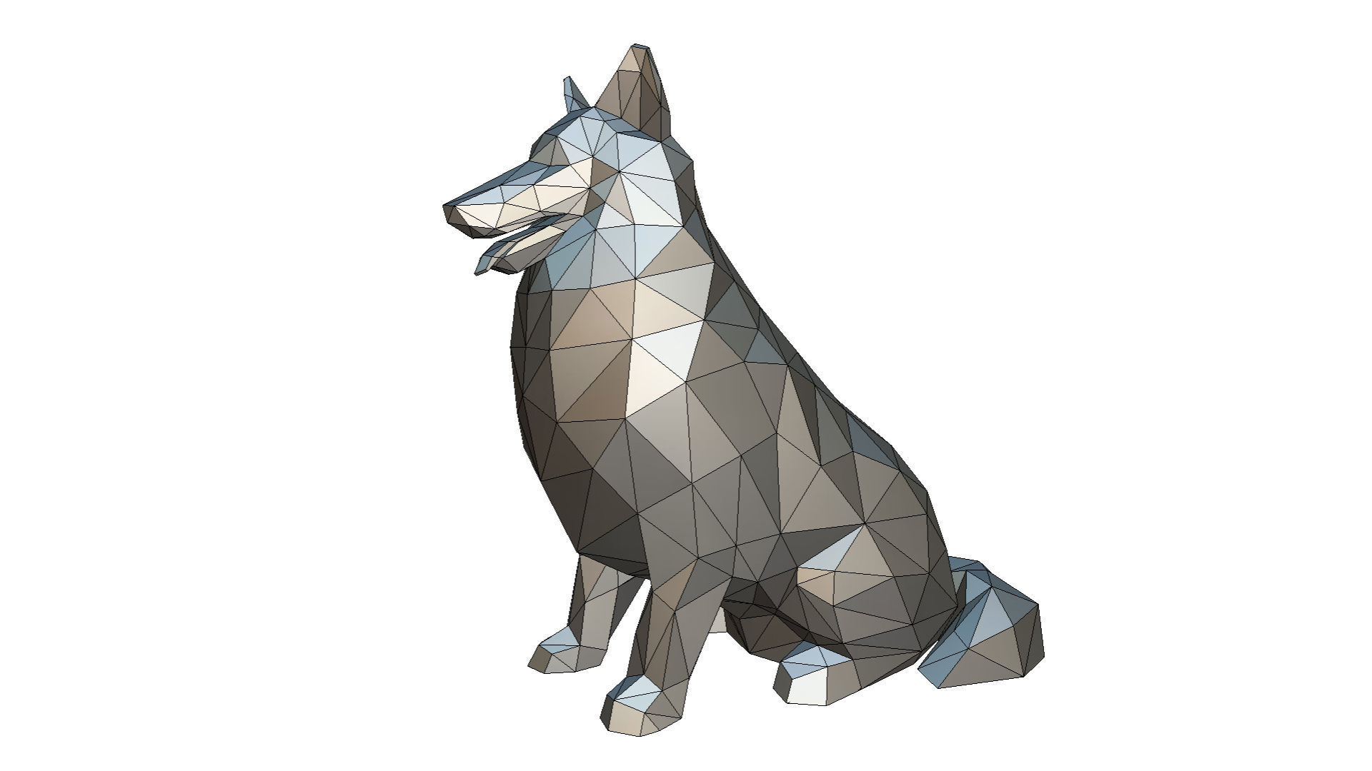 collie low poly dog 3D print model_8