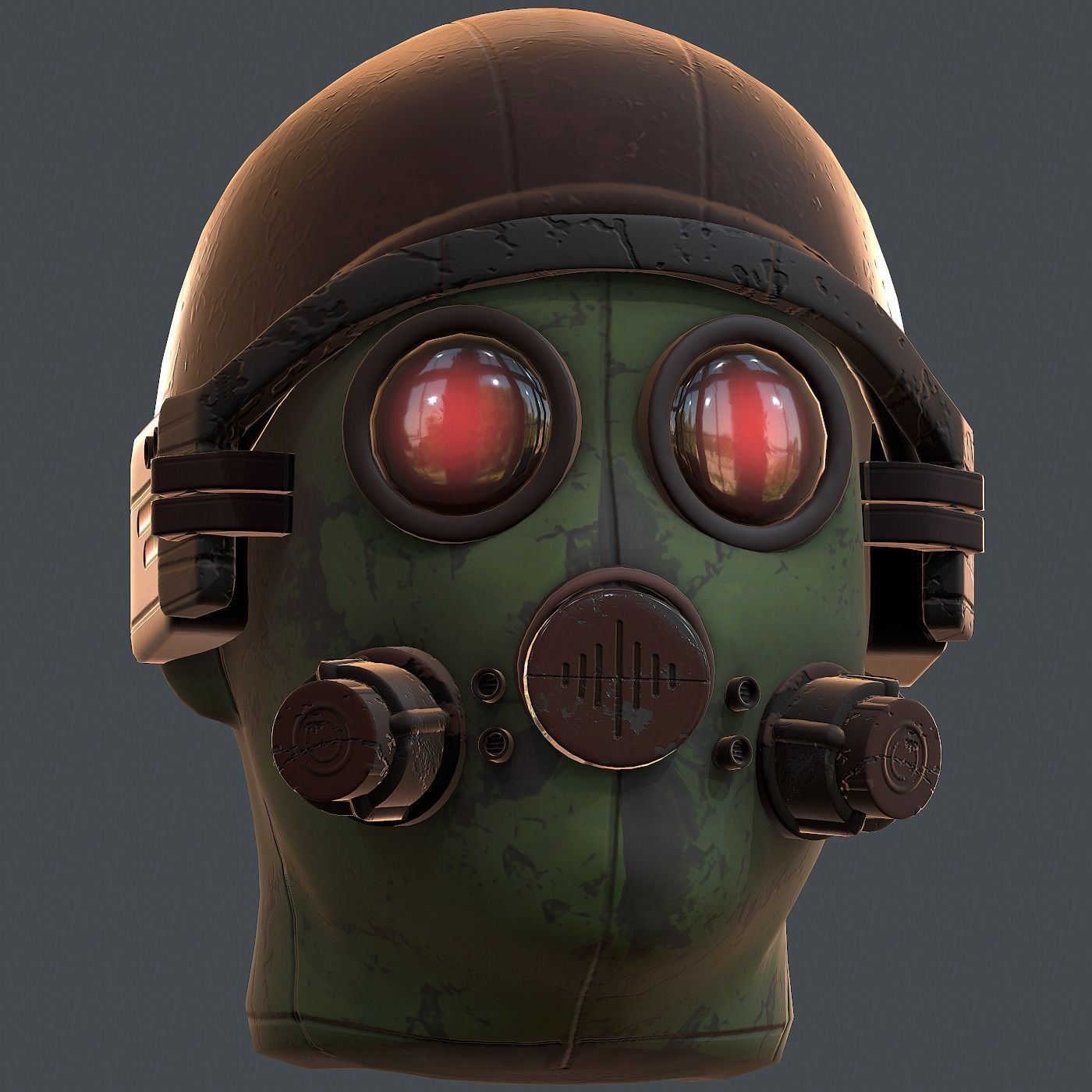 Gas mask helmet 3d model scifi Low-poly Low-poly 3D model_3