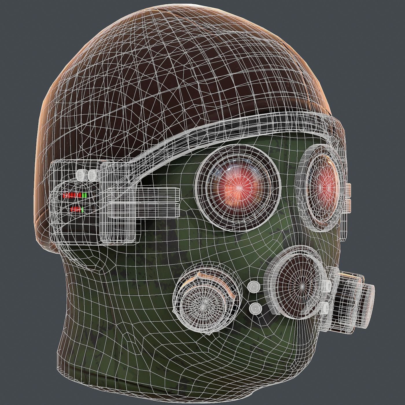 Gas mask helmet 3d model scifi Low-poly Low-poly 3D model_10