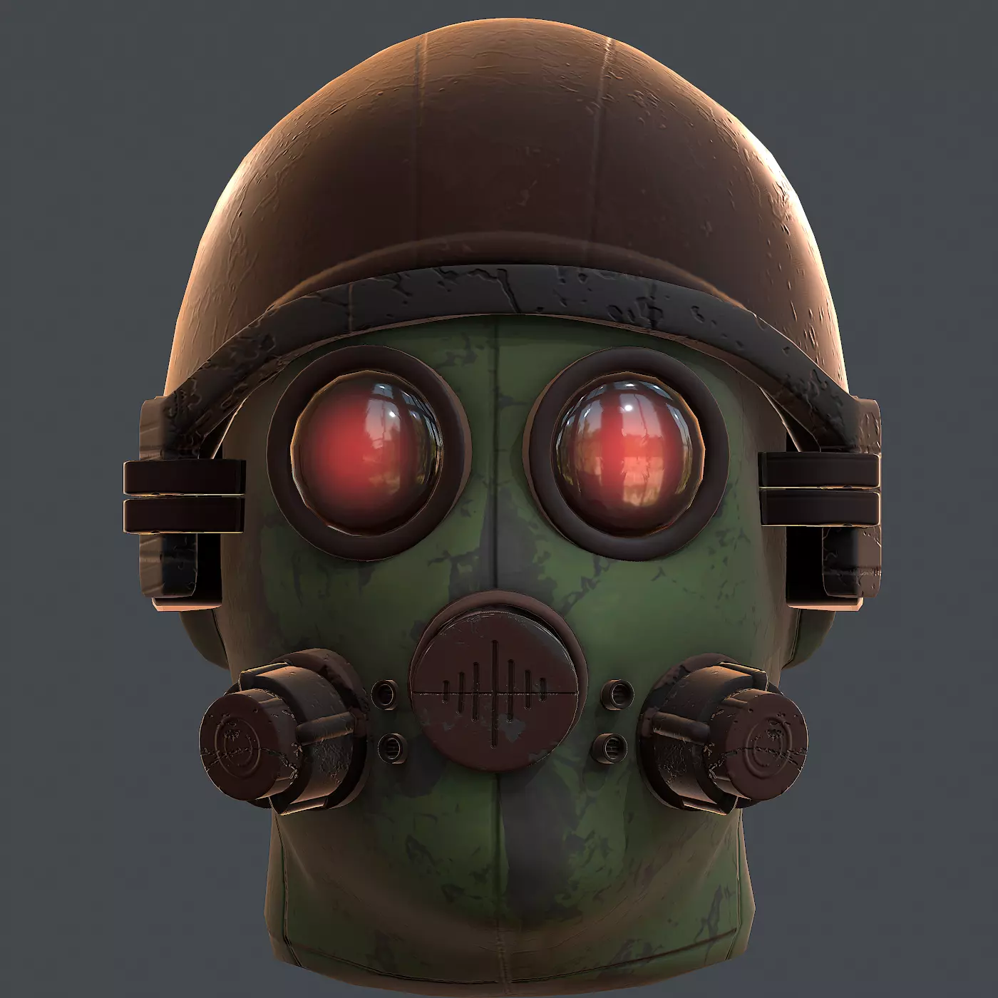 Gas mask helmet 3d model scifi Low-poly Low-poly 3D model_0