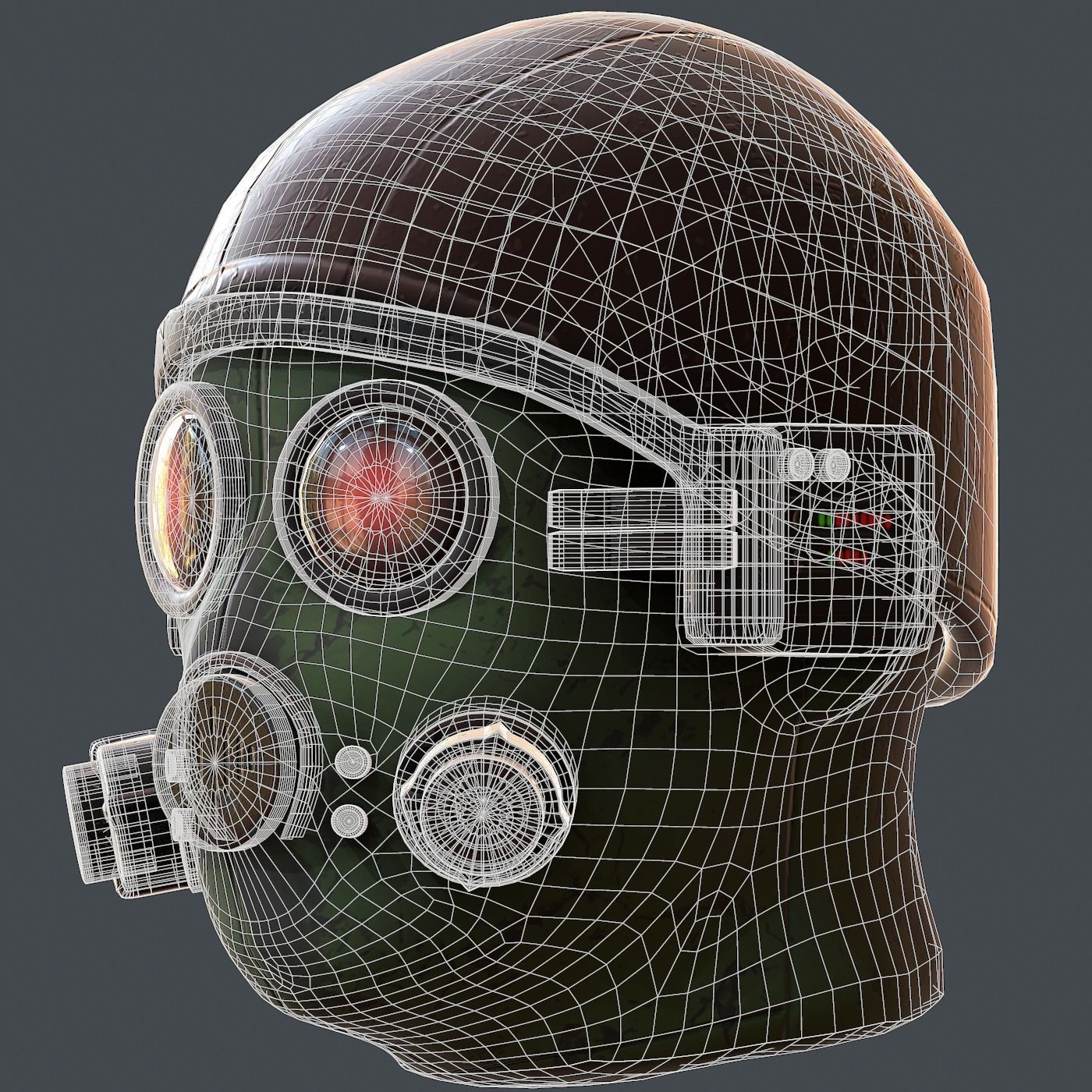 Gas mask helmet 3d model scifi Low-poly Low-poly 3D model_11