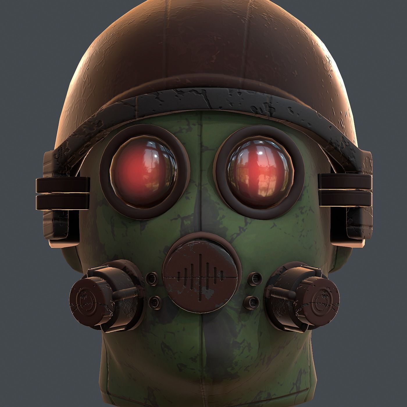 Gas mask helmet 3d model scifi Low-poly Low-poly 3D model_4