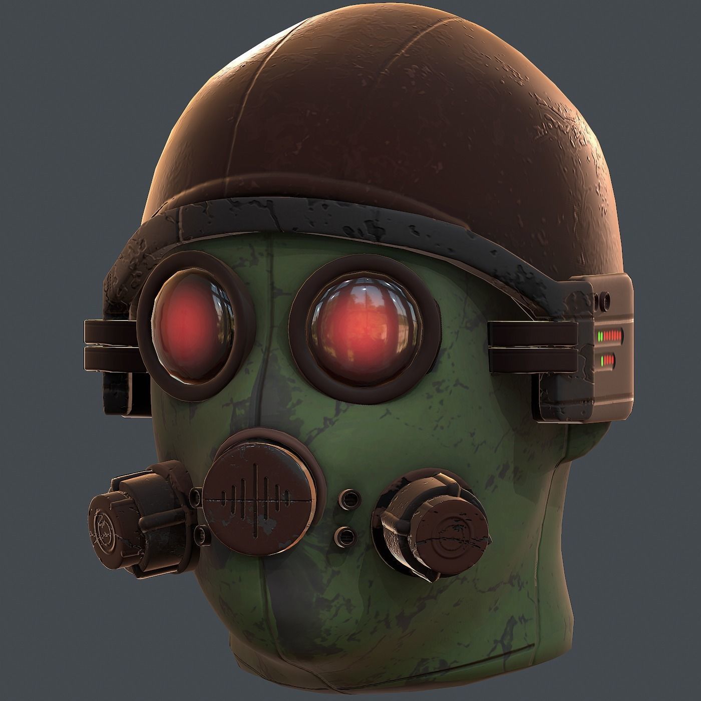Gas mask helmet 3d model scifi Low-poly Low-poly 3D model_2