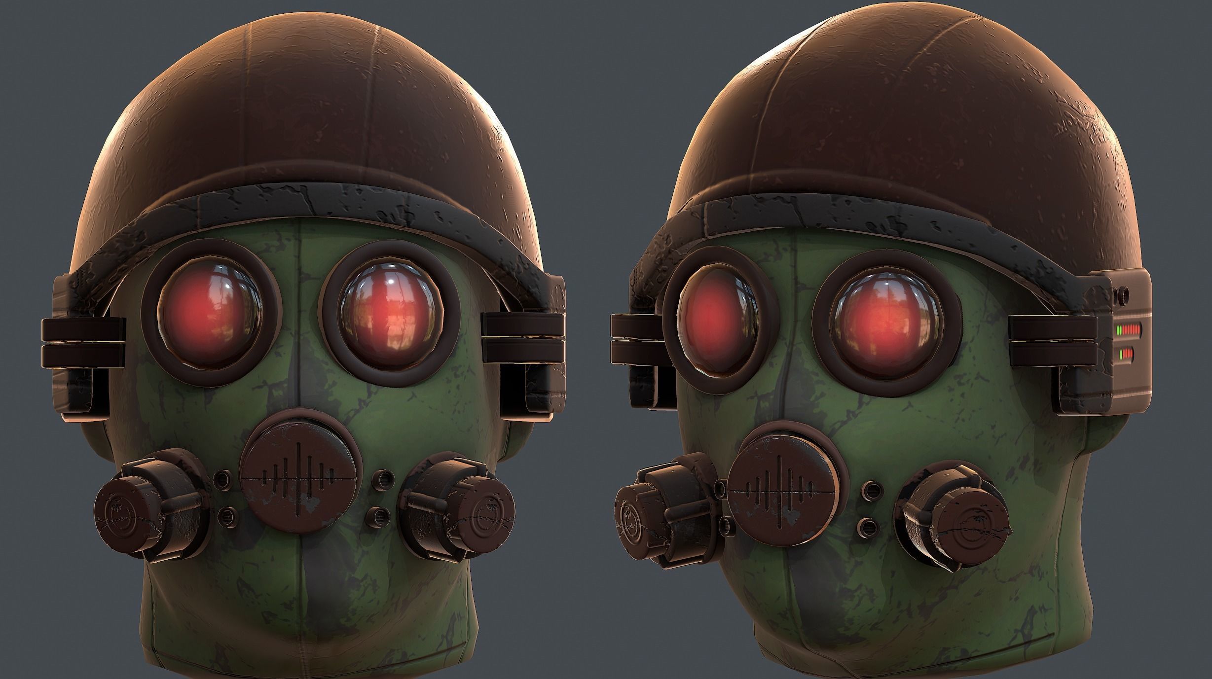 Gas mask helmet 3d model scifi Low-poly Low-poly 3D model_1