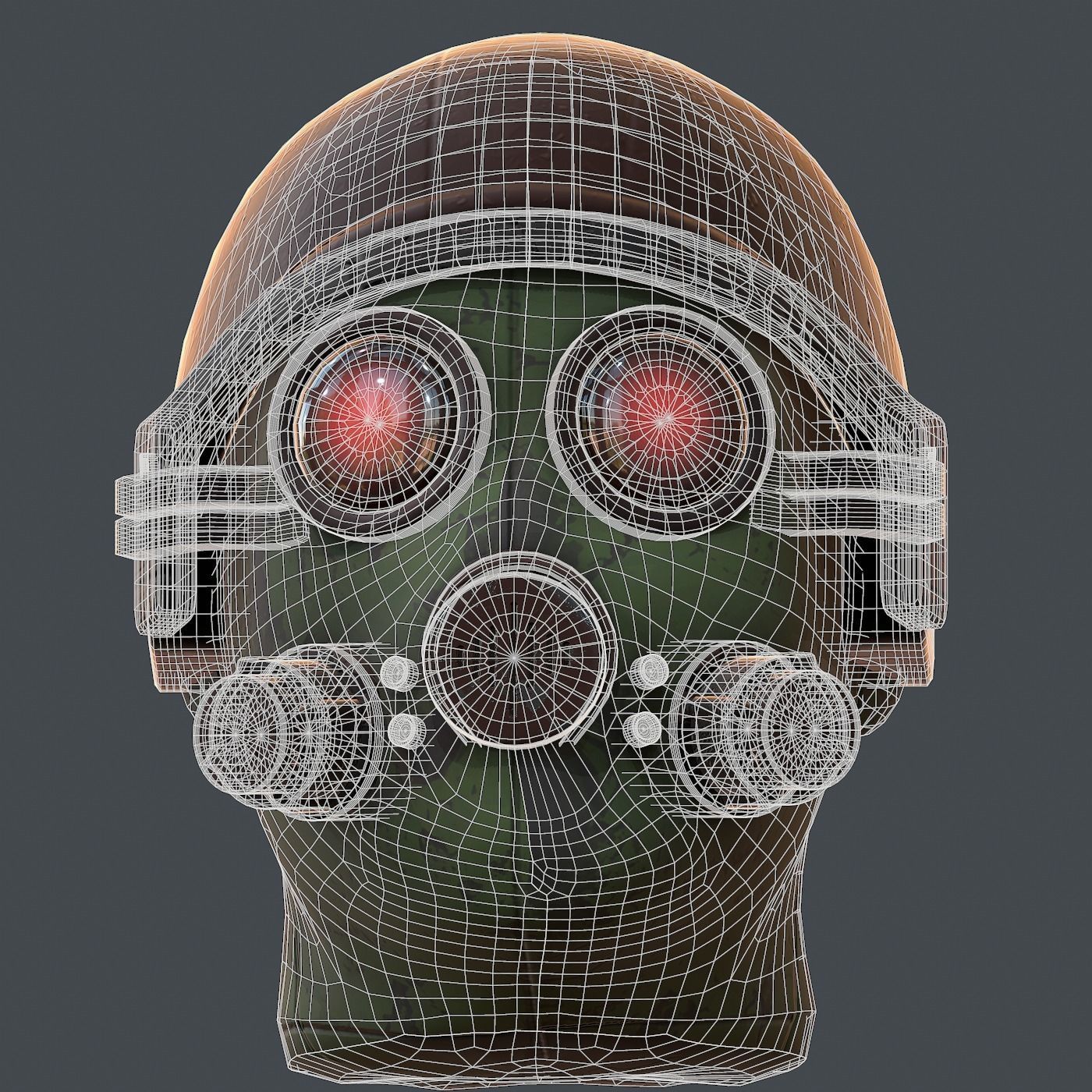 Gas mask helmet 3d model scifi Low-poly Low-poly 3D model_9