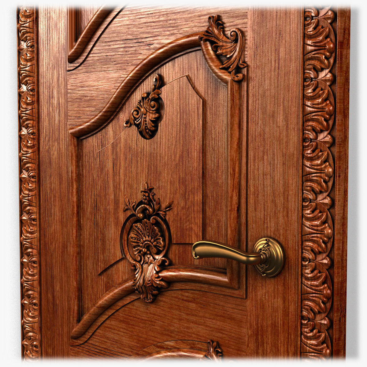 Door0044 ornate wooden door 3D model_3