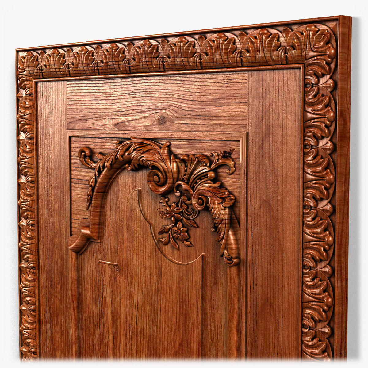 Door0044 ornate wooden door 3D model_2