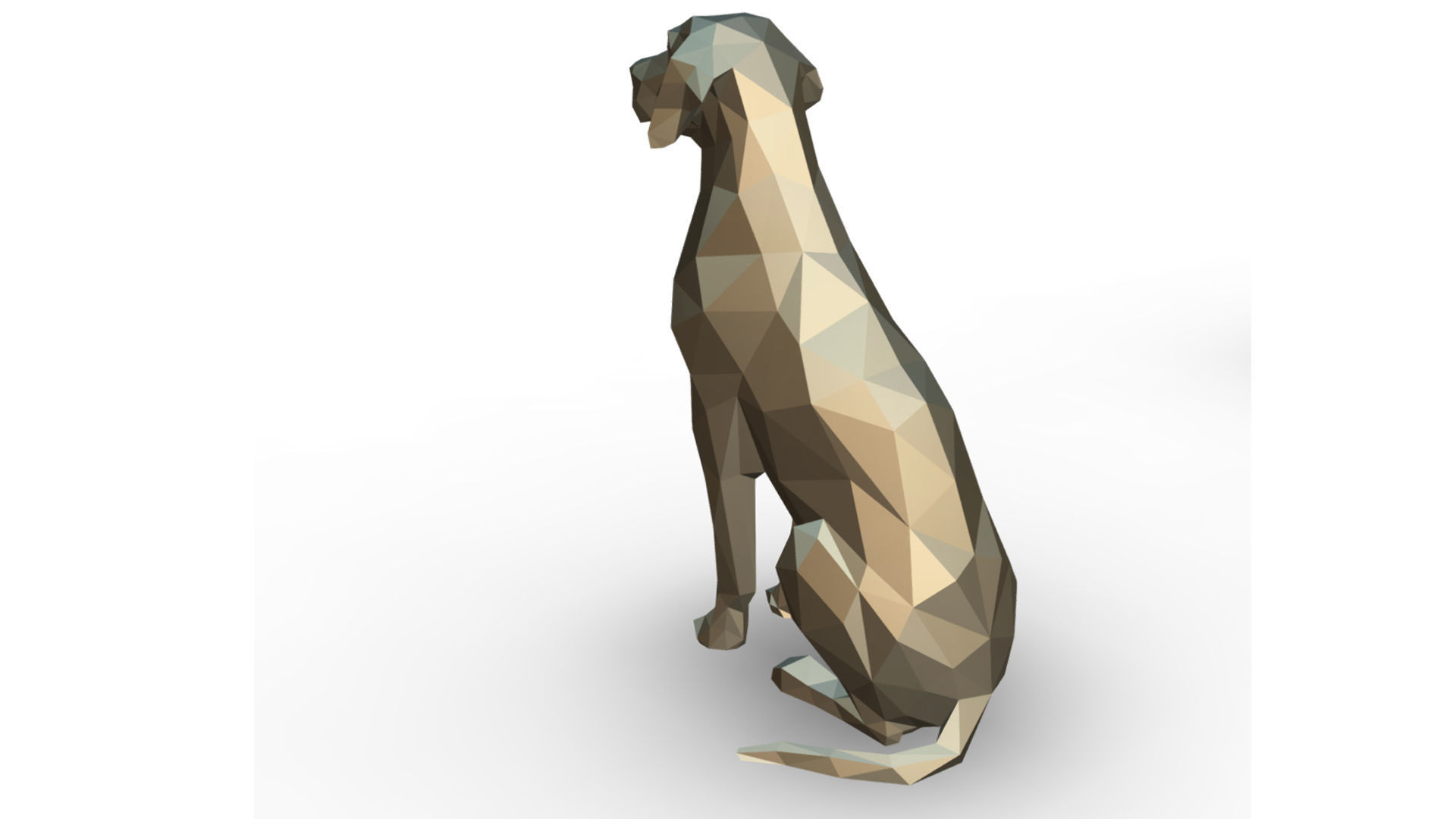 Dalmatian low poly polygonal sculpture of dog 3D print model_2