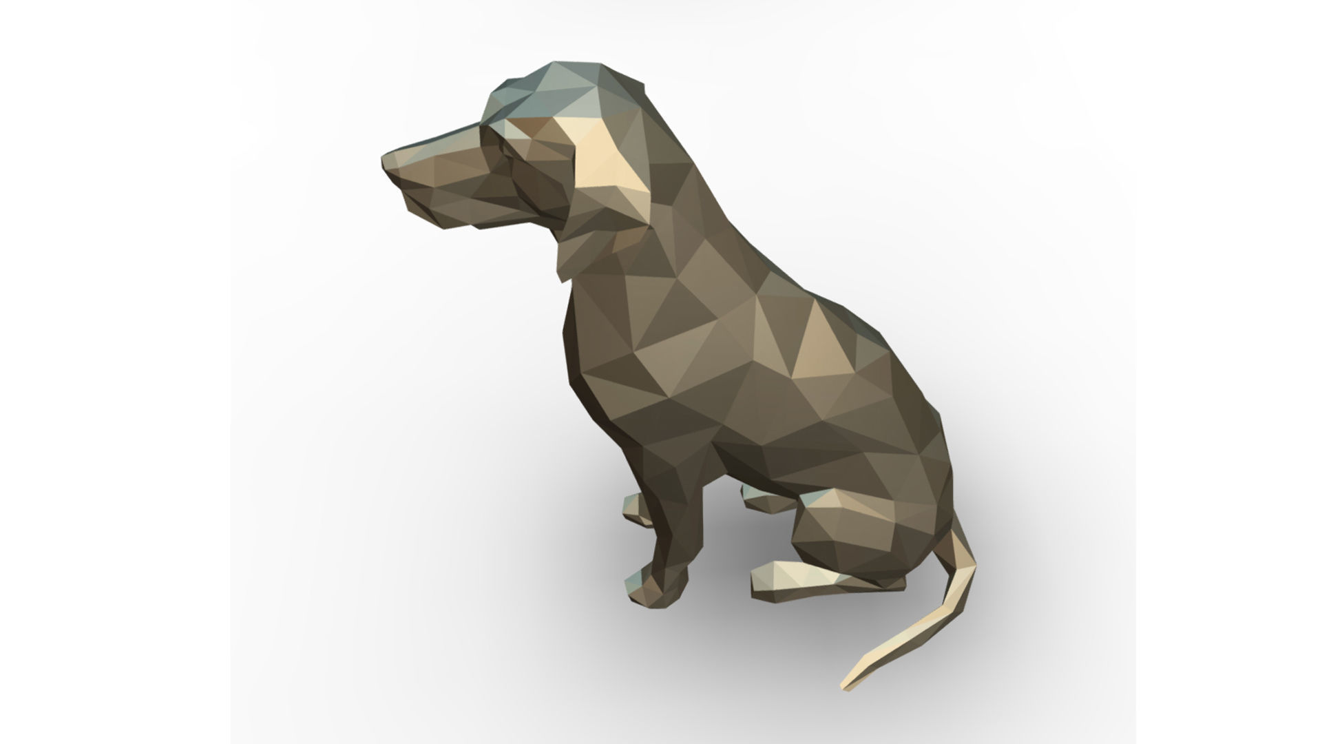 Dalmatian low poly polygonal sculpture of dog 3D print model_1