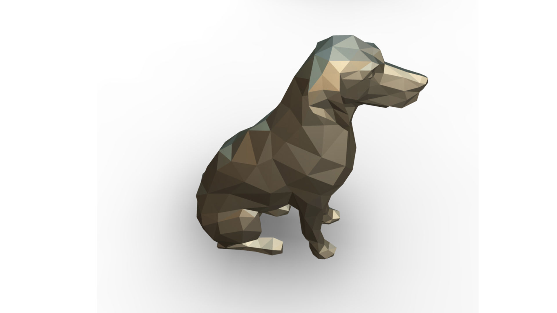 Dalmatian low poly polygonal sculpture of dog 3D print model_4