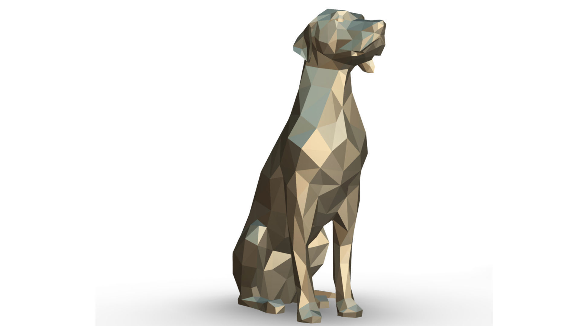 Dalmatian low poly polygonal sculpture of dog 3D print model_5