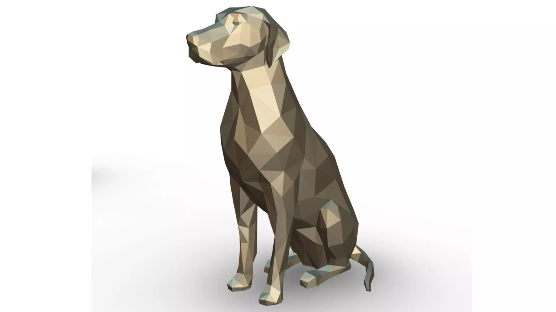 Dalmatian low poly polygonal sculpture of dog 3D print model_0