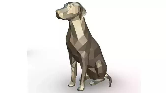 Dalmatian low poly polygonal sculpture of dog 3D print model