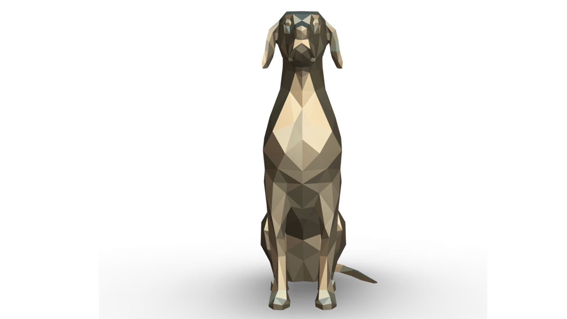 Dalmatian low poly polygonal sculpture of dog 3D print model_6