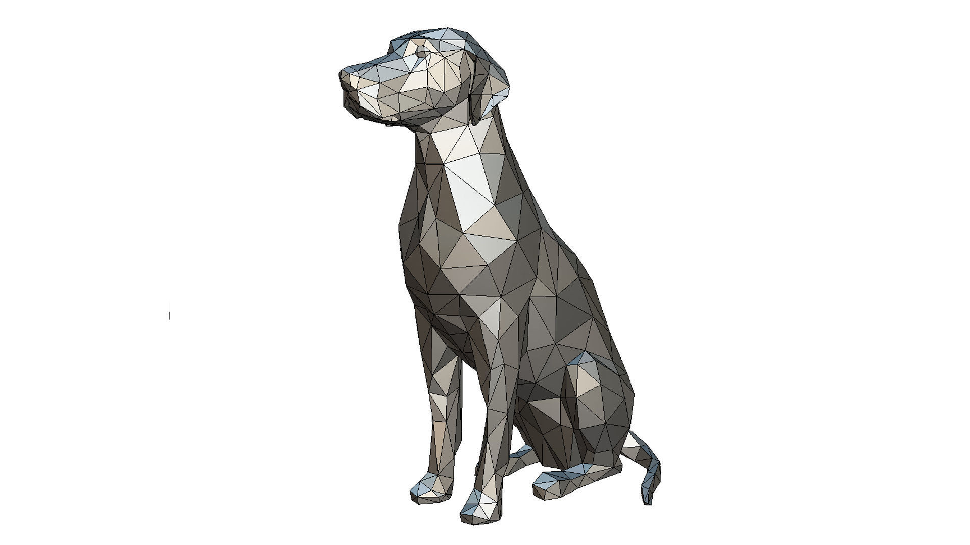Dalmatian low poly polygonal sculpture of dog 3D print model_8