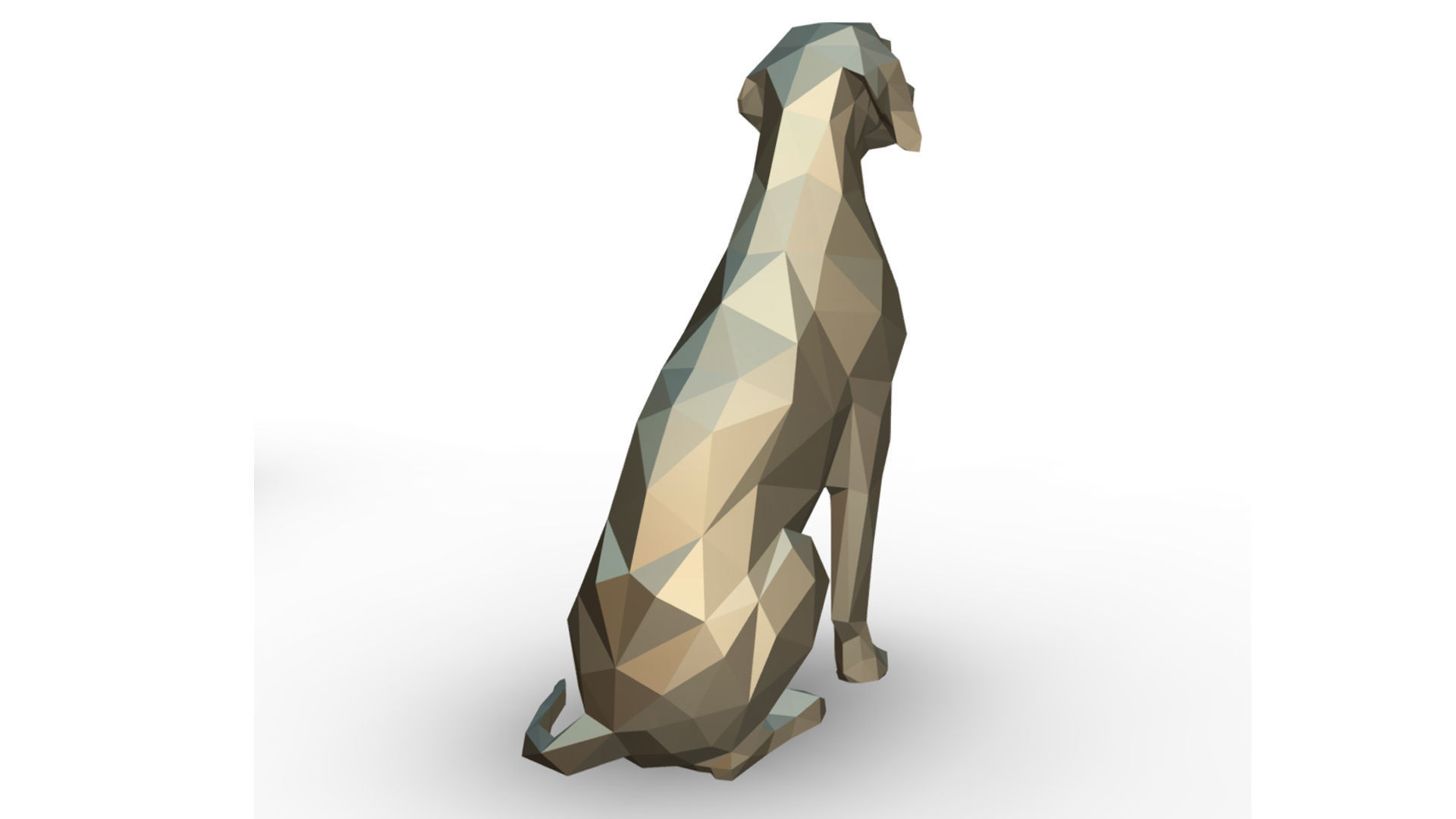 Dalmatian low poly polygonal sculpture of dog 3D print model_3