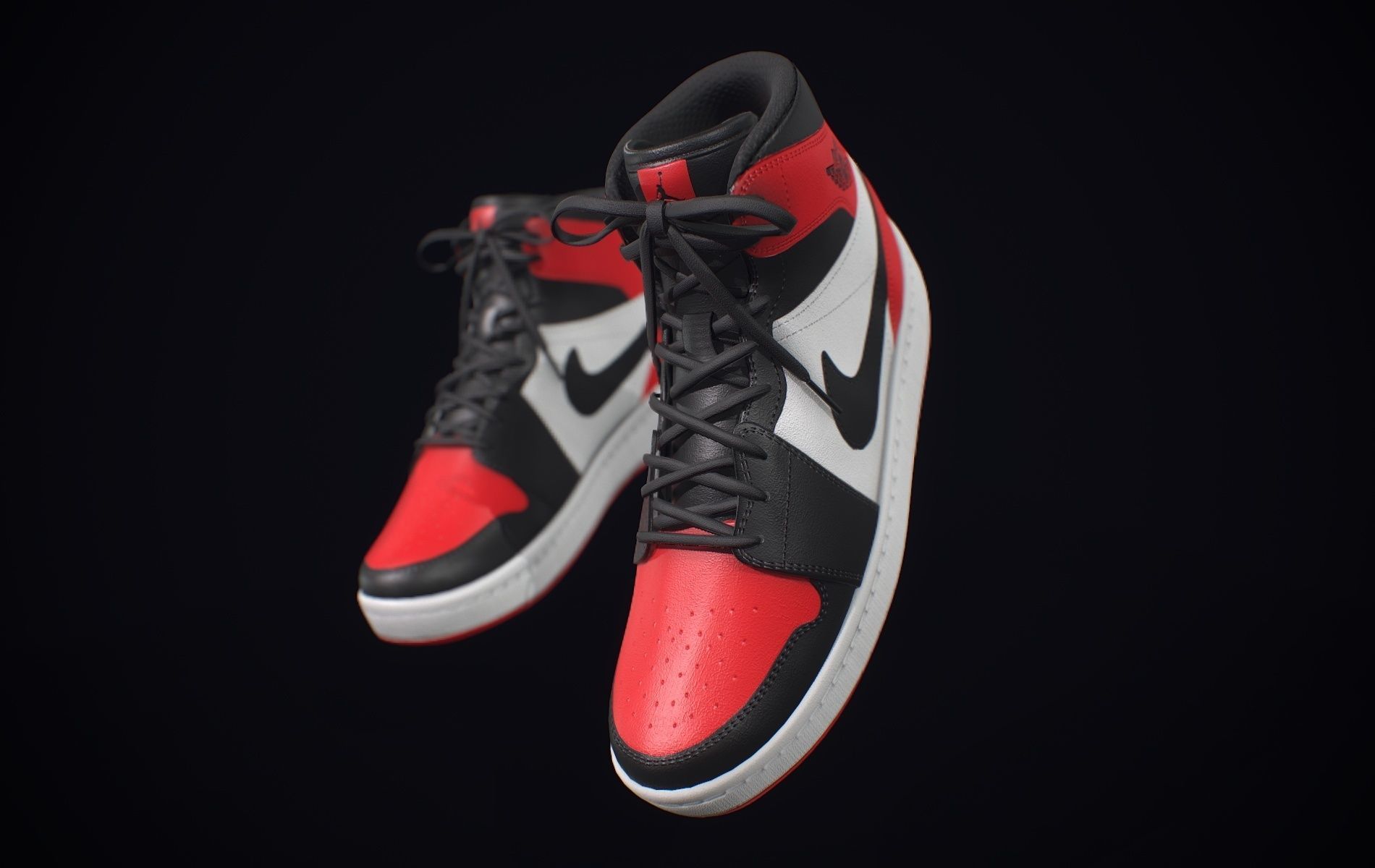 Nike Air Jordan Red White Low-poly 3D model_15
