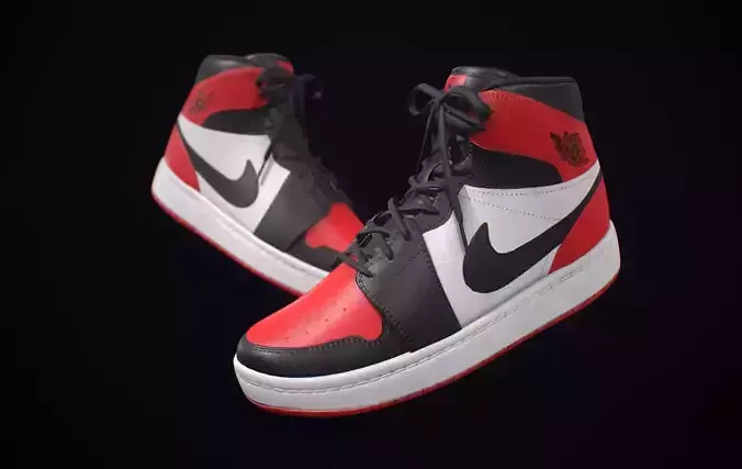 Nike Air Jordan Red White Low-poly 3D model