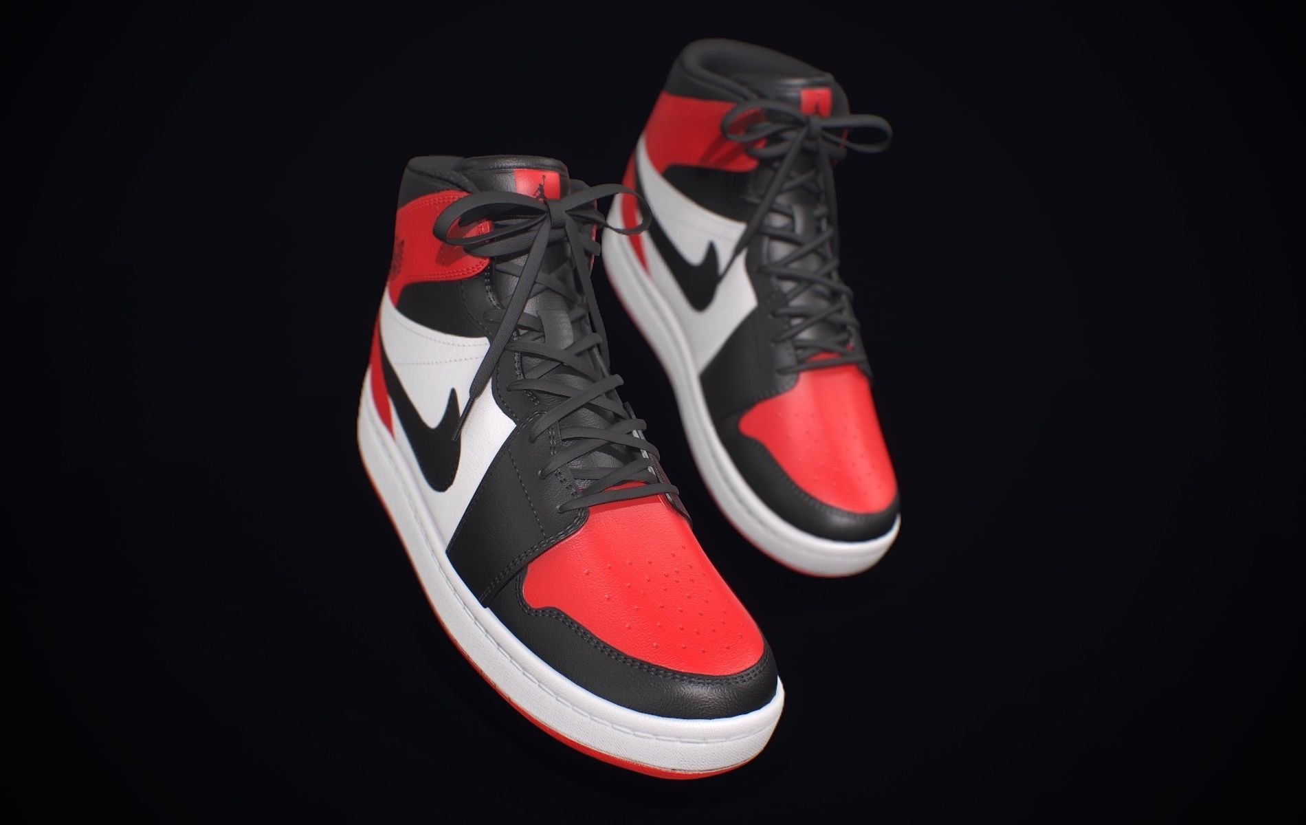 Nike Air Jordan Red White Low-poly 3D model_9