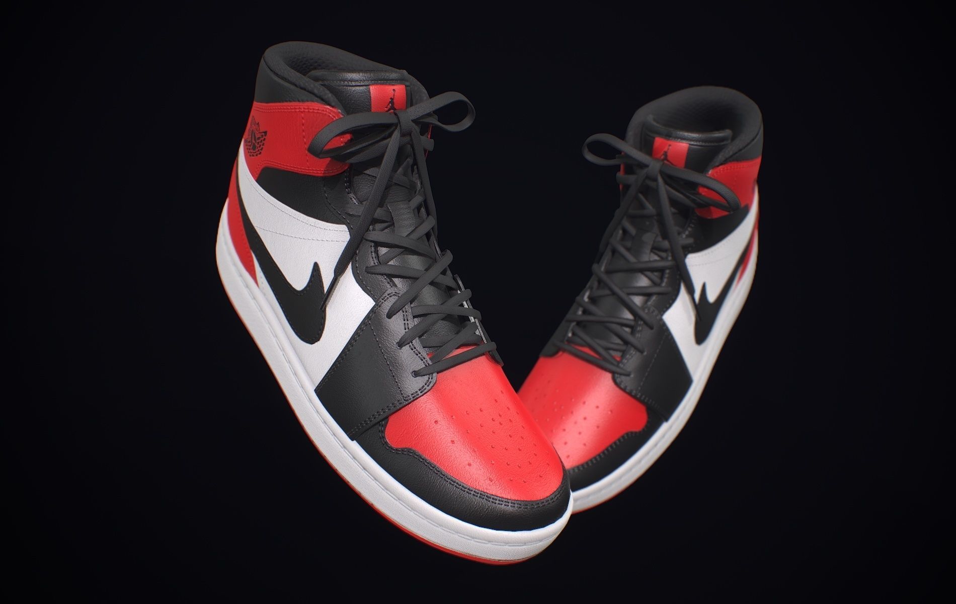 Nike Air Jordan Red White Low-poly 3D model_13