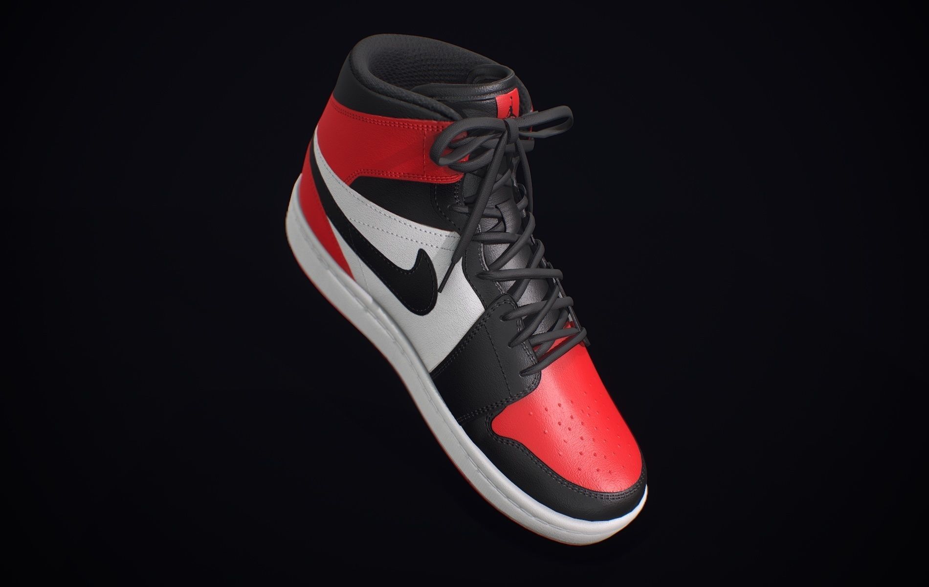 Nike Air Jordan Red White Low-poly 3D model_5