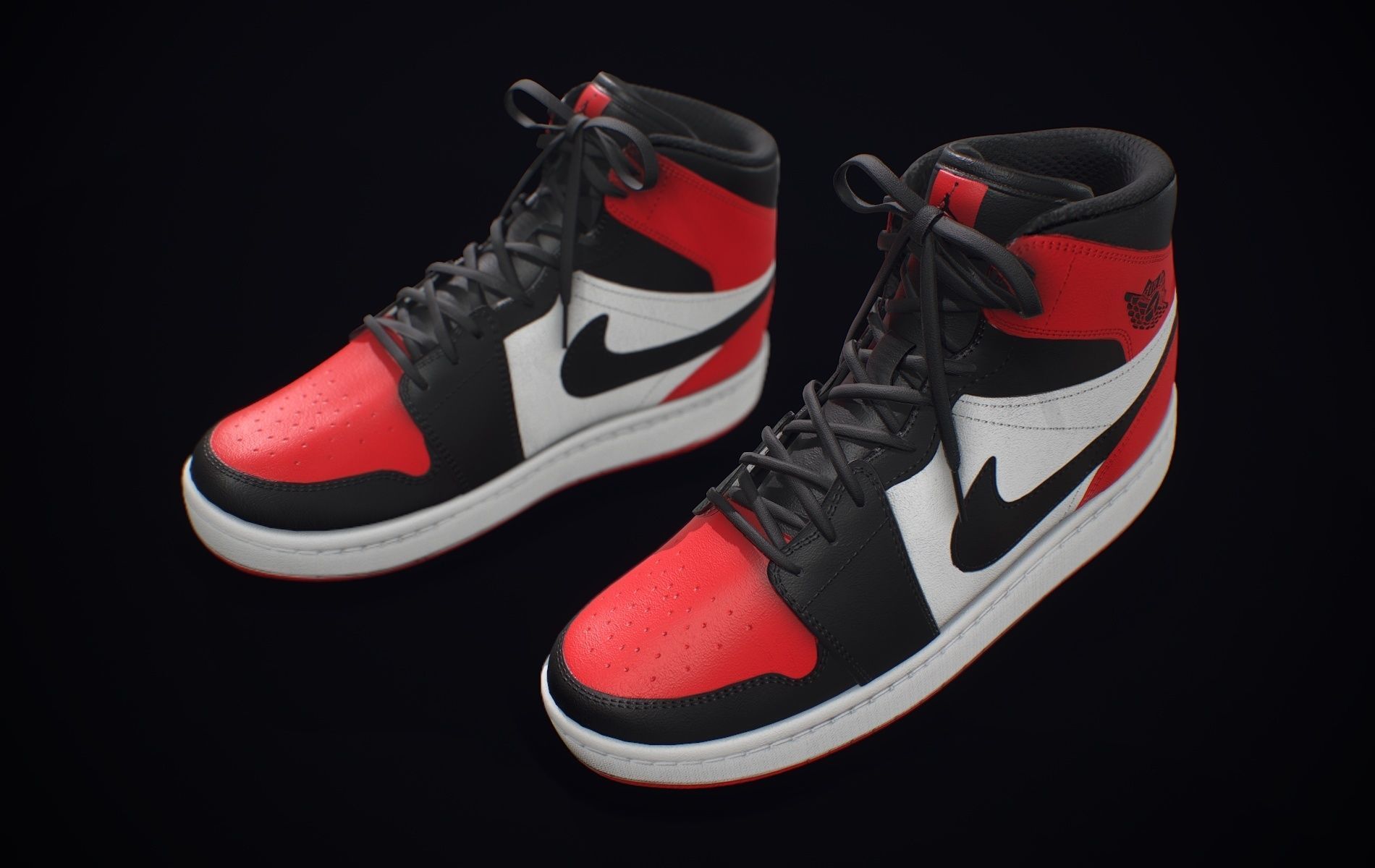 Nike Air Jordan Red White Low-poly 3D model_8