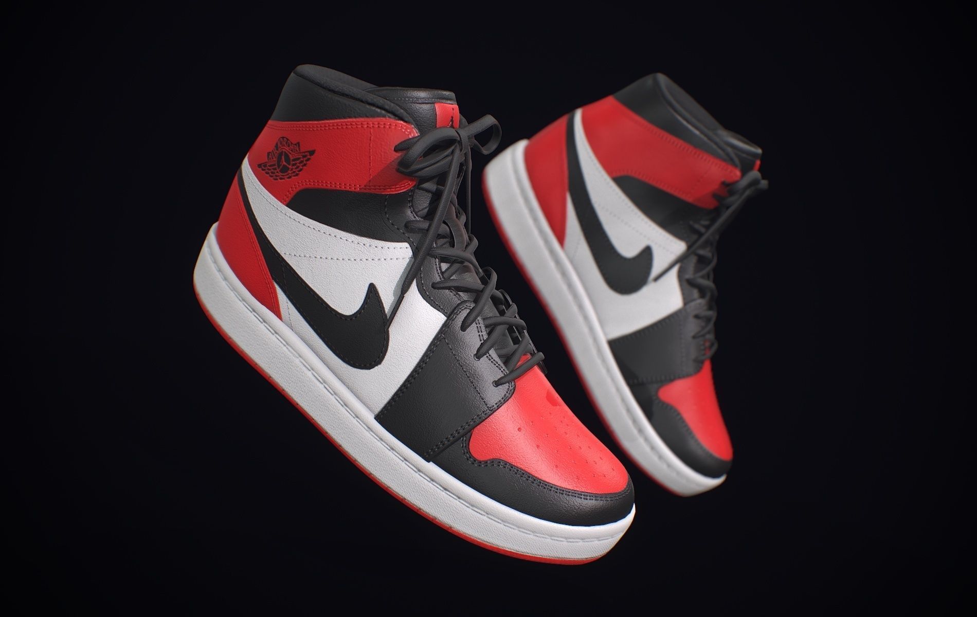 Nike Air Jordan Red White Low-poly 3D model_14