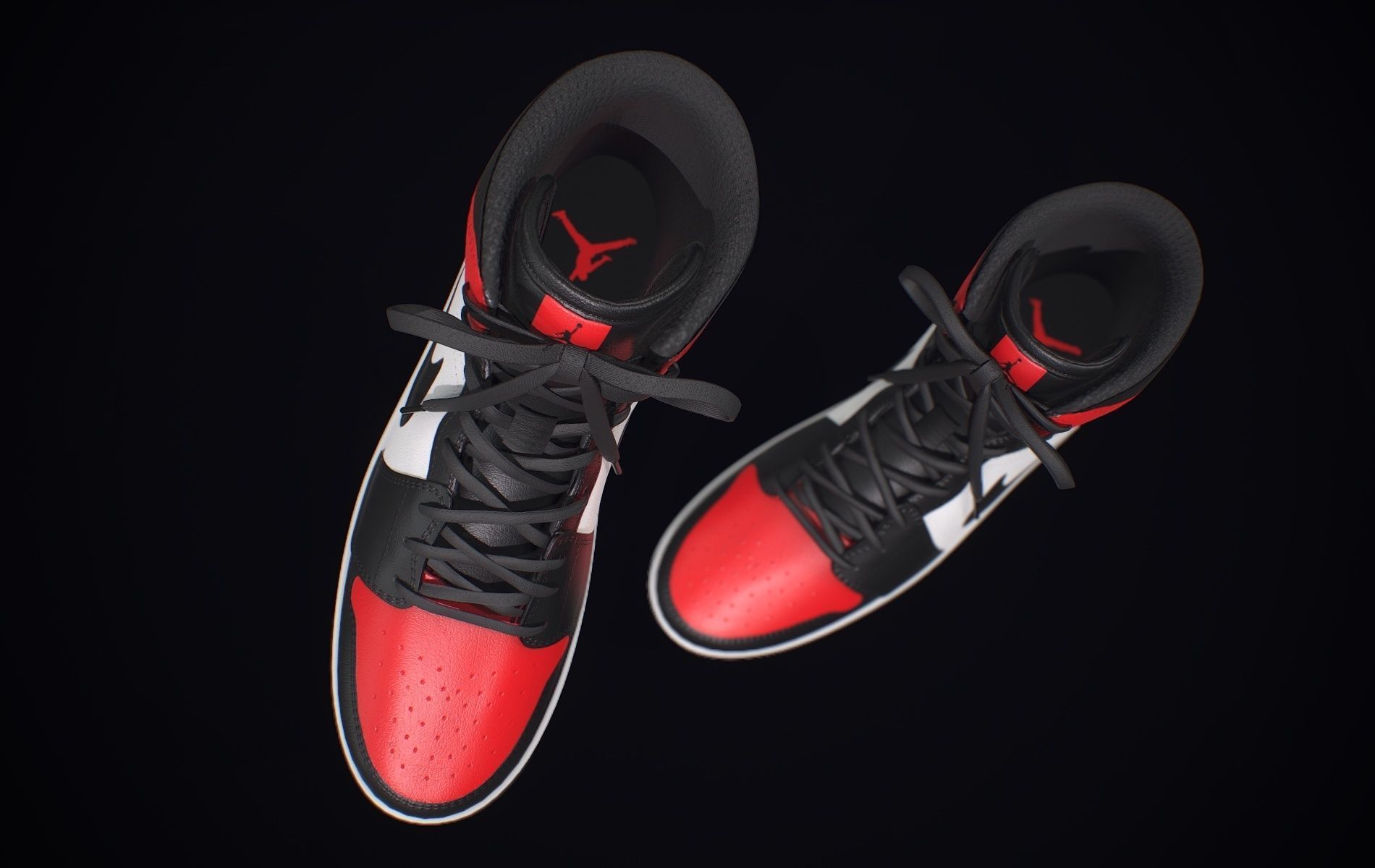 Nike Air Jordan Red White Low-poly 3D model_12