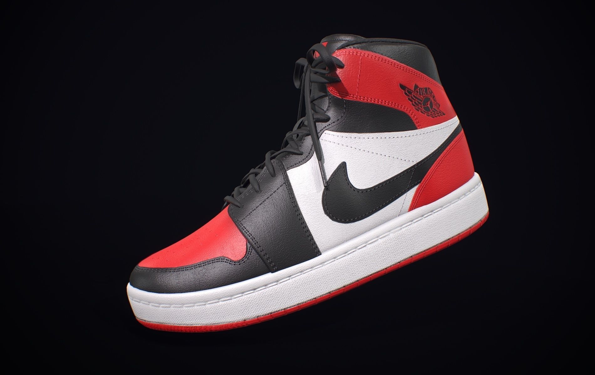 Nike Air Jordan Red White Low-poly 3D model_3
