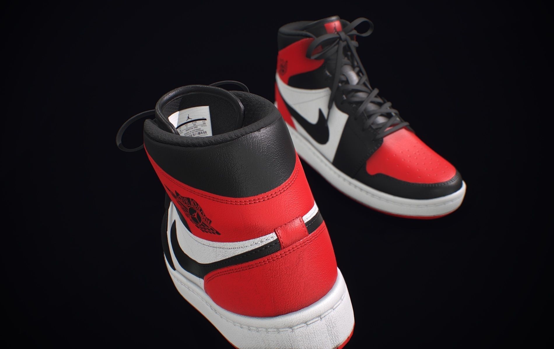 Nike Air Jordan Red White Low-poly 3D model_7