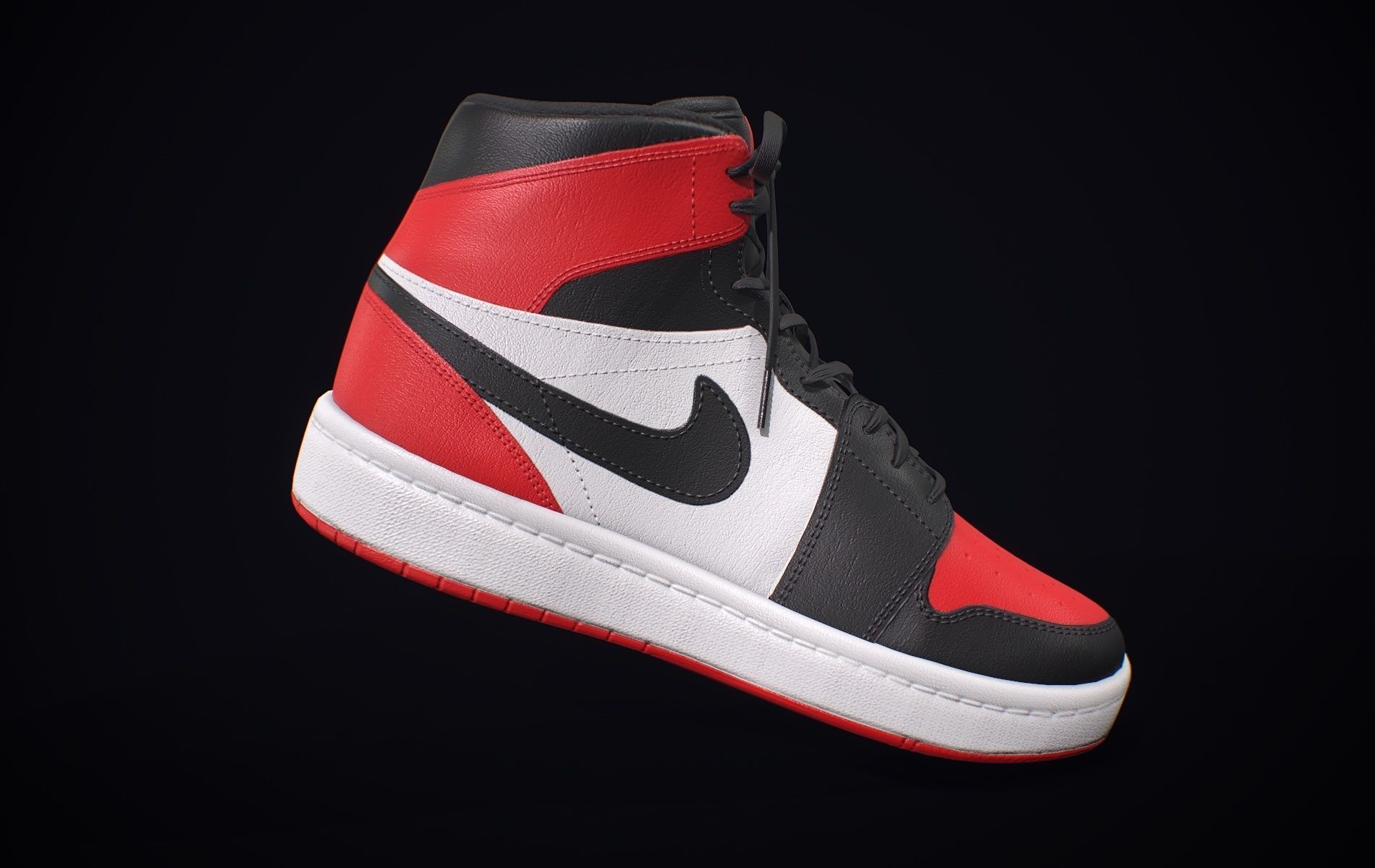 Nike Air Jordan Red White Low-poly 3D model_6